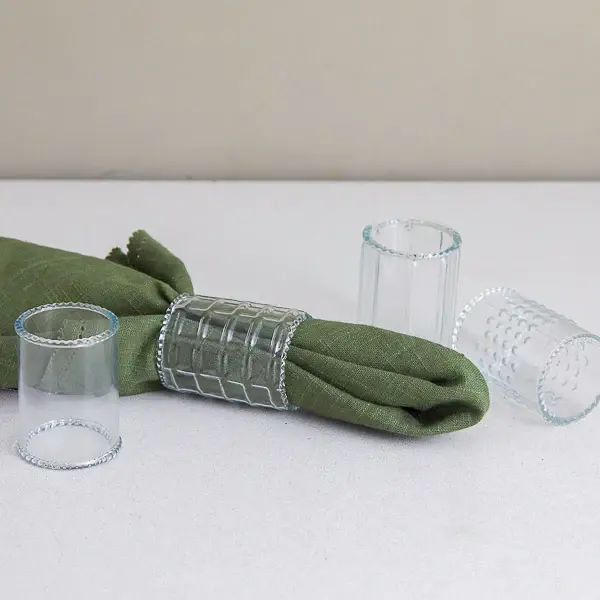 Ruffle Glass Napkin Rings, Adjust 4