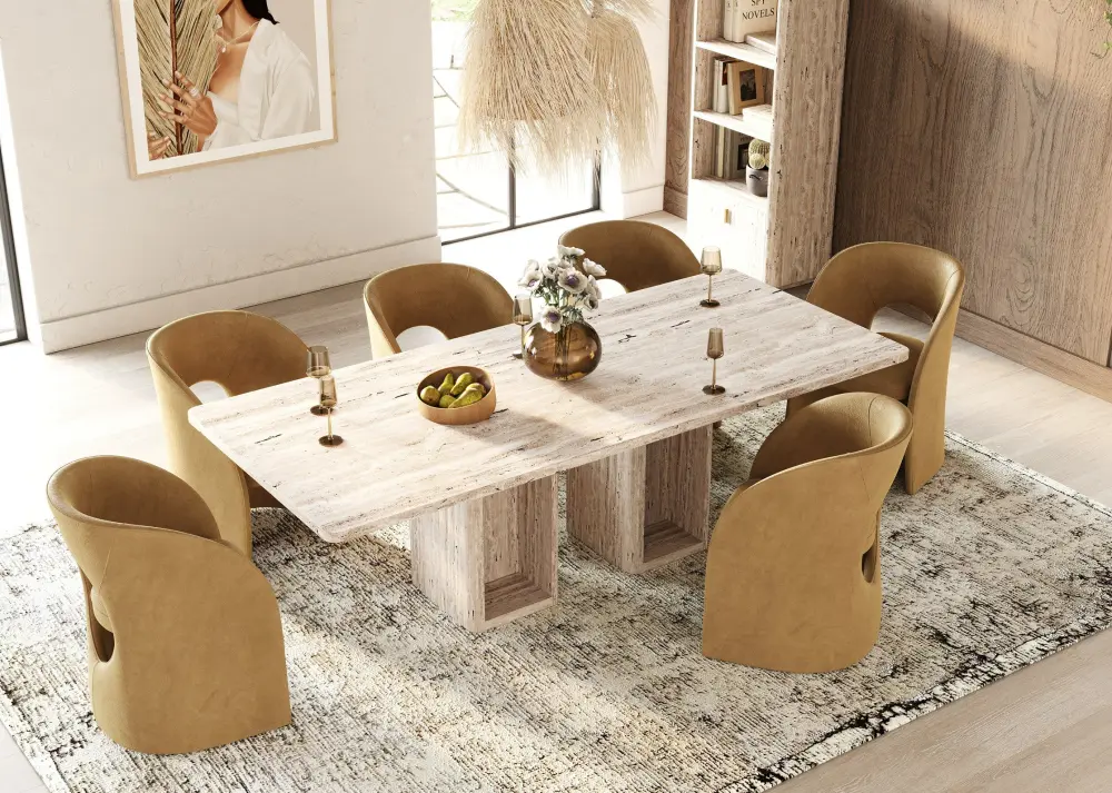 Nova Domus Roma - Current Travertine Rectangular Dining Table