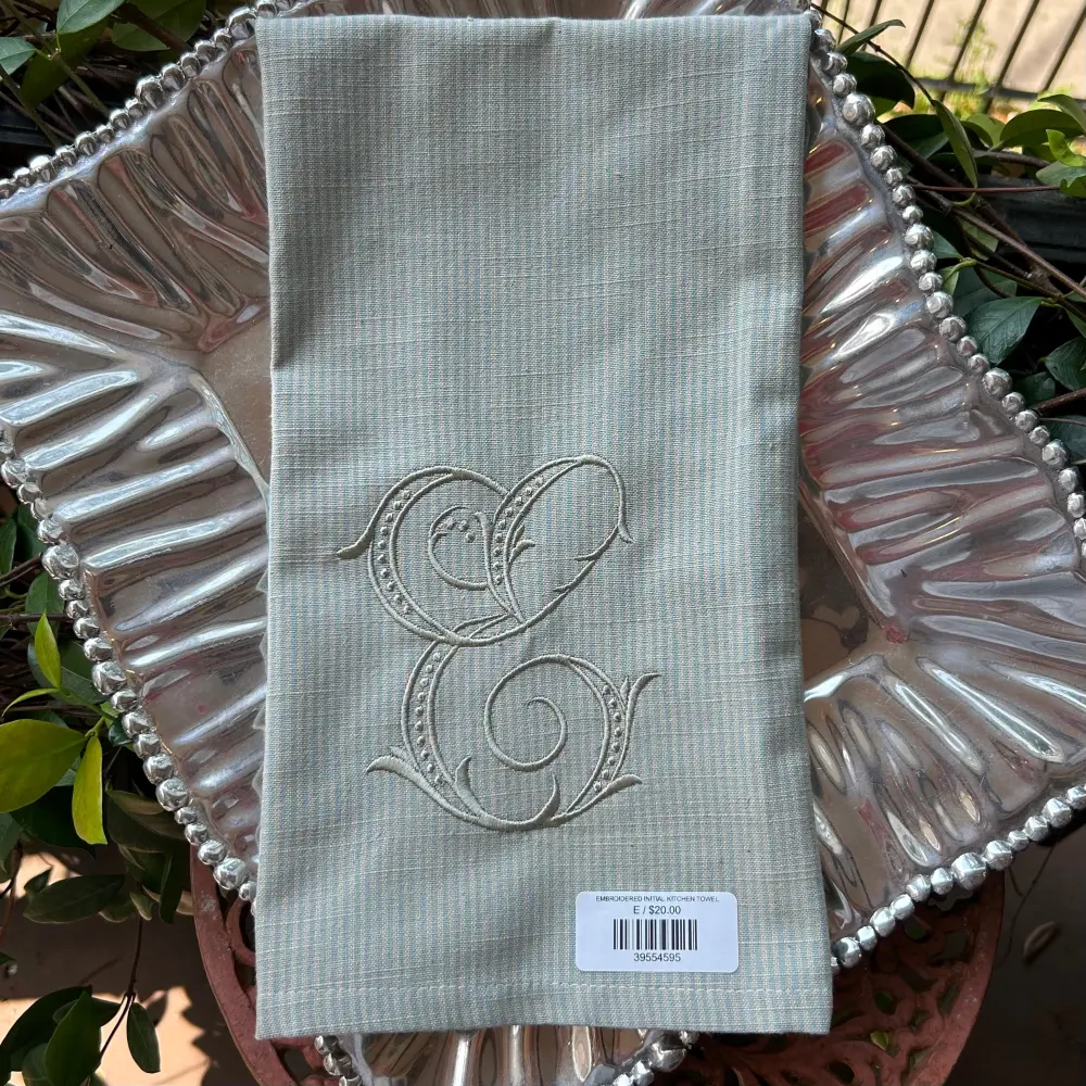 Reversible Design EMBROIDERED INITIAL KITCHEN TOWEL