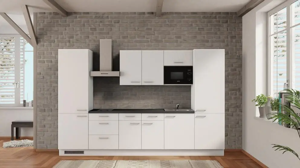 nobilia kitchen unit Flensburg 330 cm white matte concrete slate graphite -- |-