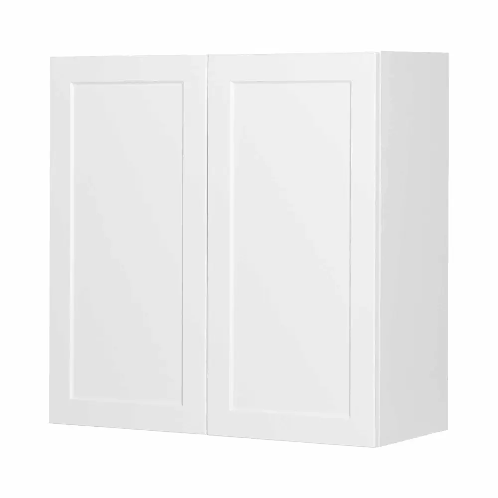 White Melamine Shaker Style Kitchen Wall Cabinet 2 Doors, 36"