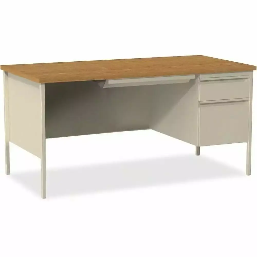 Lorell Fortress Series Right-Pedestal Desk 30x66 Inches Oak Laminate