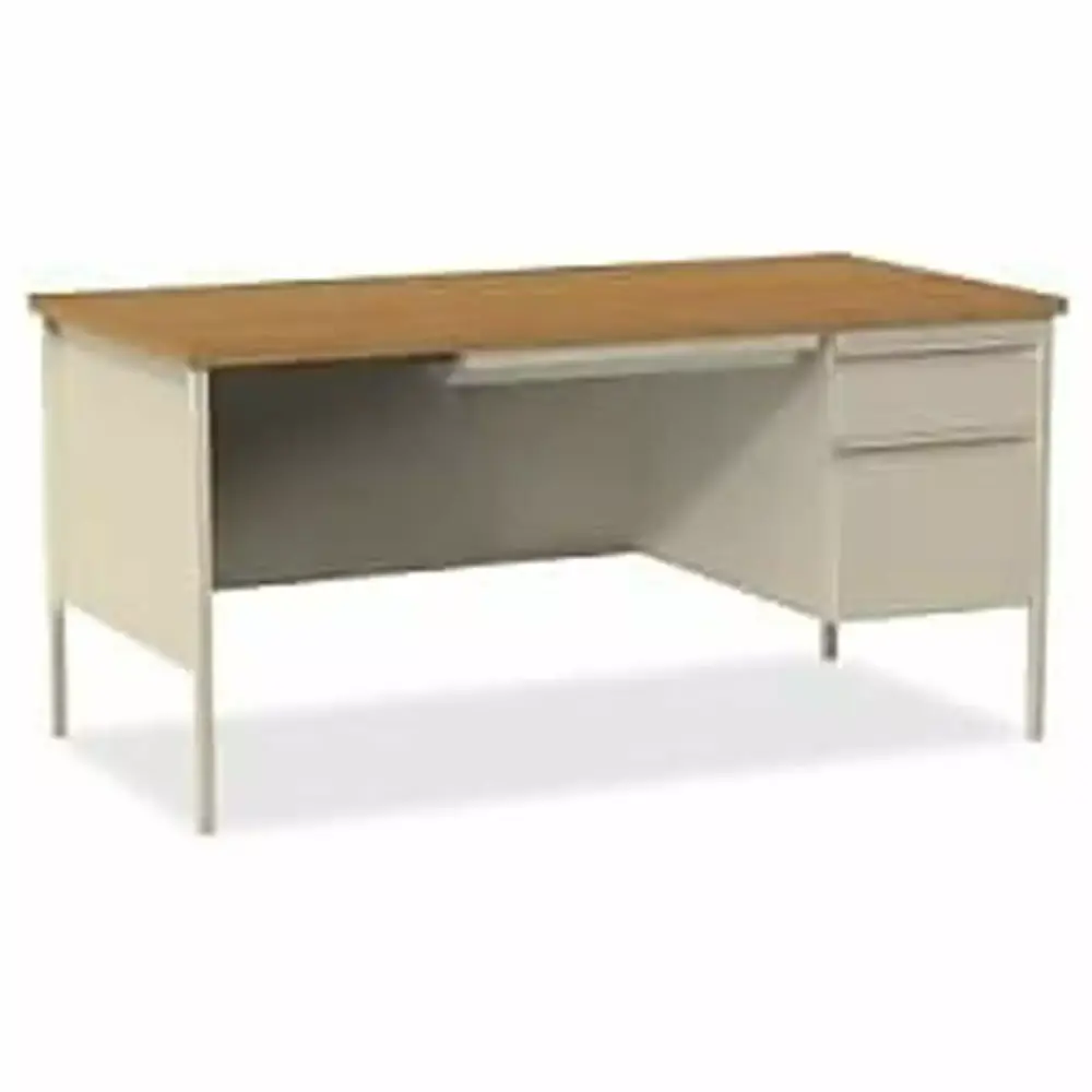 Lorell Fortress Series Right-Pedestal Desk 30x66 Inches Oak Laminate