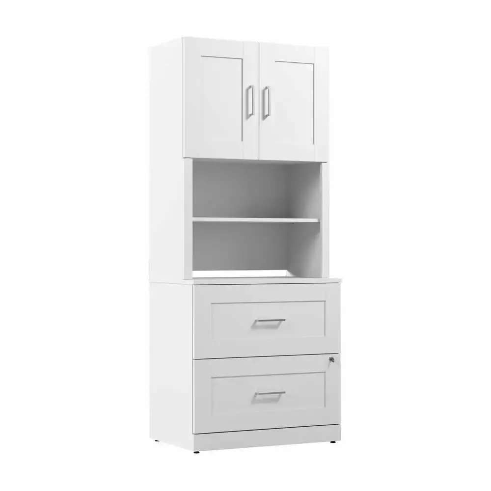 Hampton Heights Lateral File Cabinet Hutch White Engineered Wood BBF