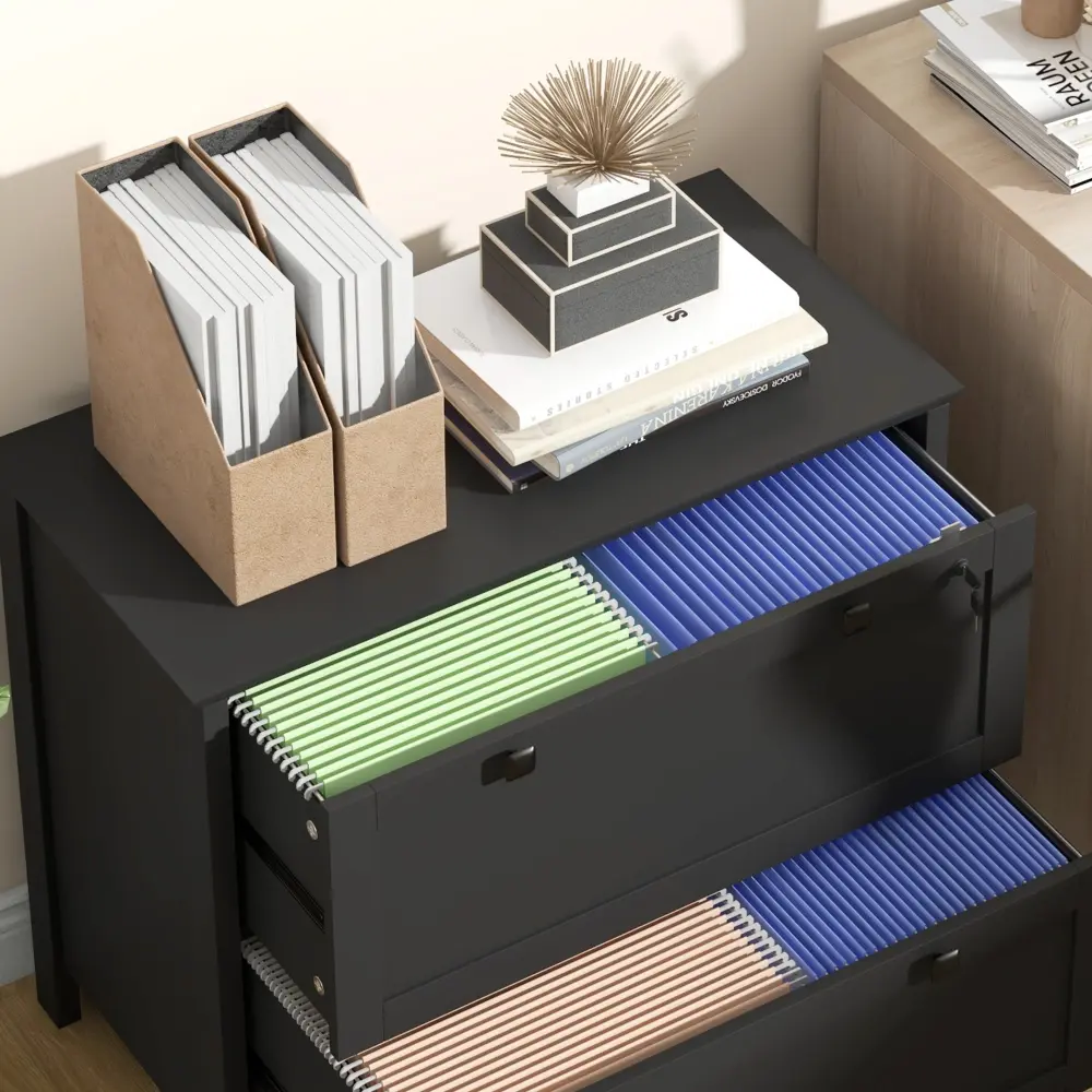 Homcom 2 Drawer File Cabinet Lock - Lateral Filing Cabinet Key Office aosom business