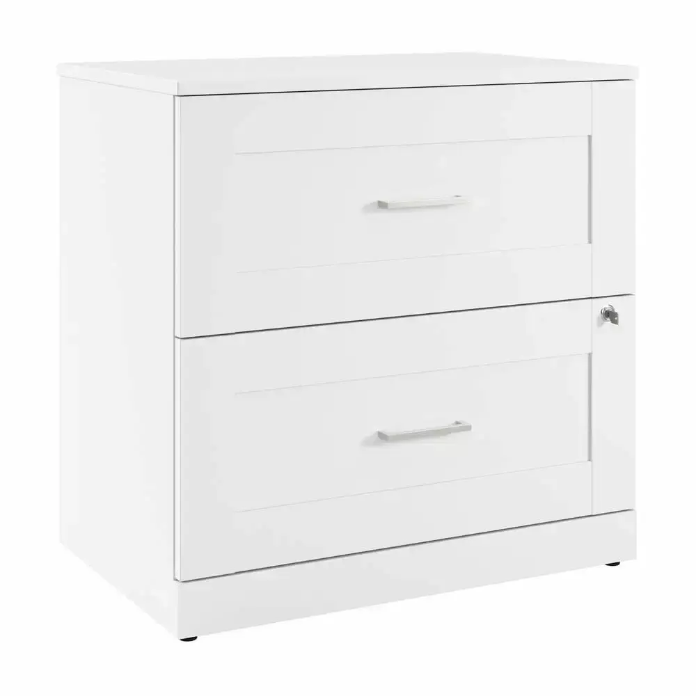 Hampton Heights 30W 2-Drawer Lateral File Cabinet White Engineered Wood BBF
