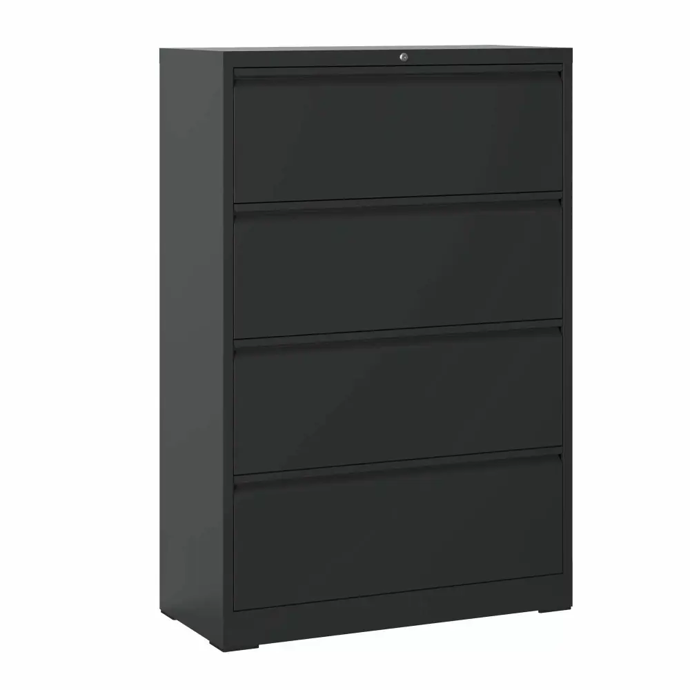 CoSoTower Lateral File Cabinet 4 Drawer Black Filing Cabinet Lock Office