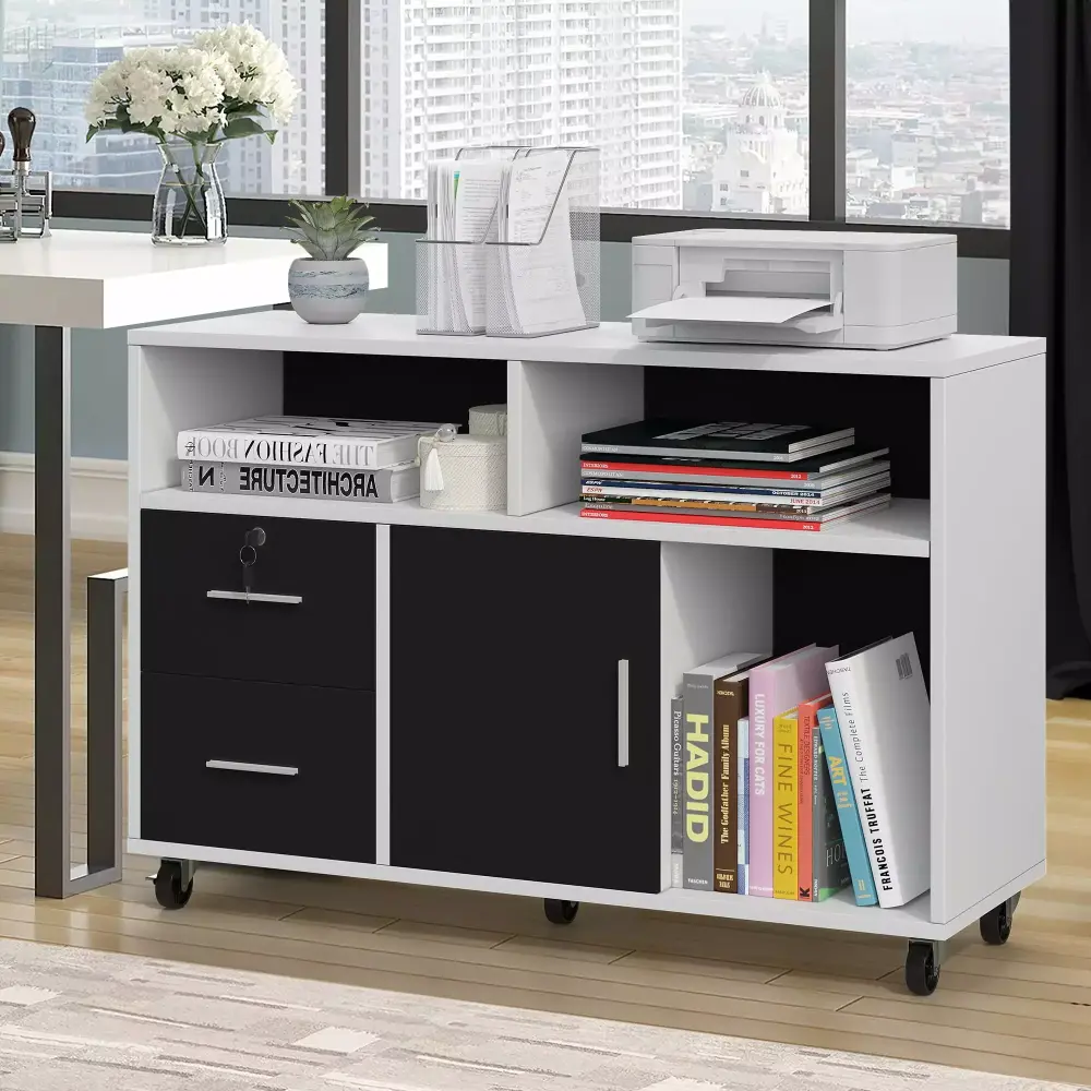 DWVO Wood Lateral File Cabinet 2 Drawer Filing Shelf Organizer Legal A4 Size Office Home