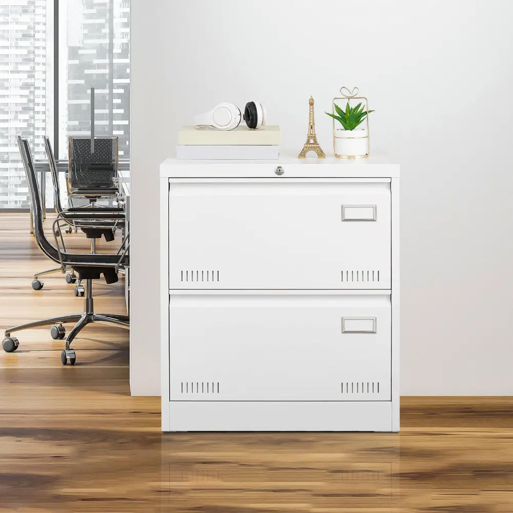 2 Drawer Lateral File Cabinet White Office Filing Storage euloong furniture