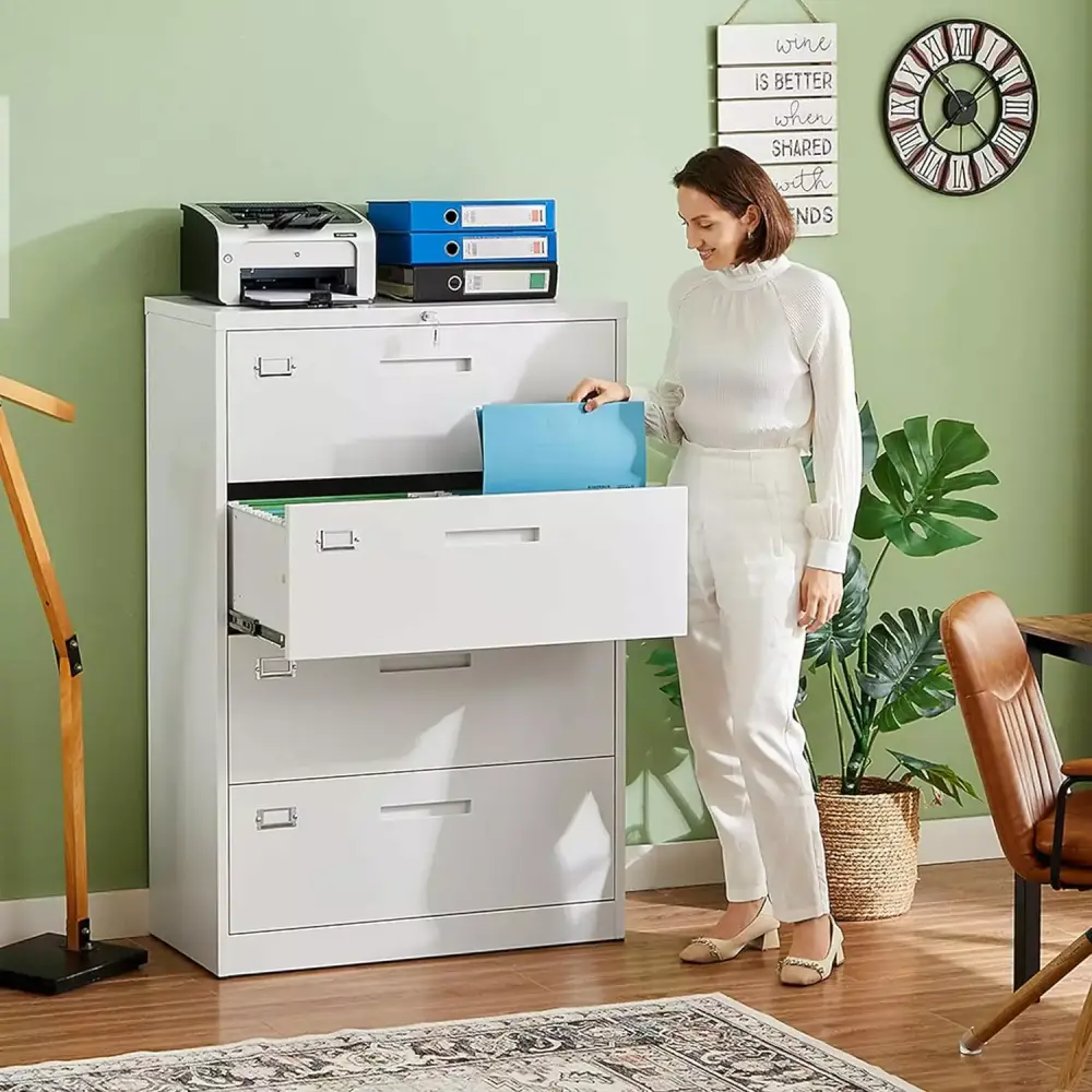 FJU 4 Drawer File Cabinet Lock Metal Lateral Office Storage