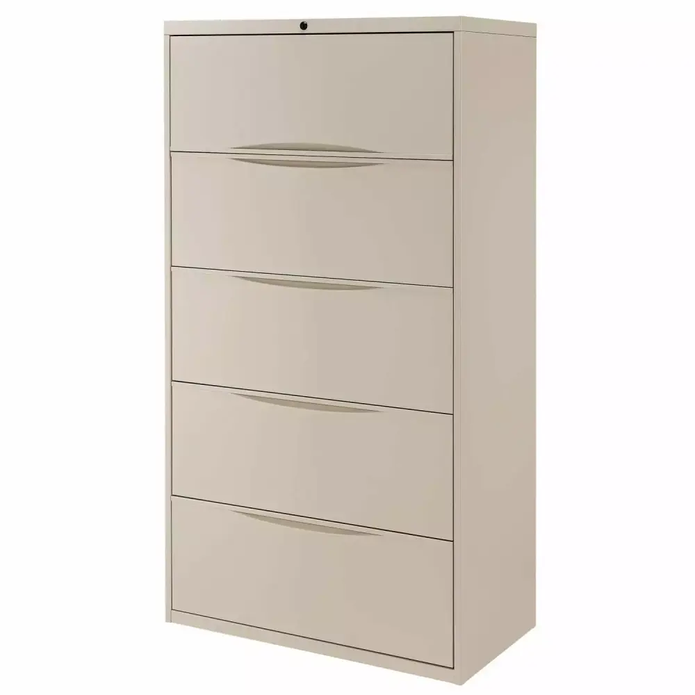 36W Premium Lateral File Cabinet 5 Drawer Putty - High-Capacity Office Storage Global Industrial