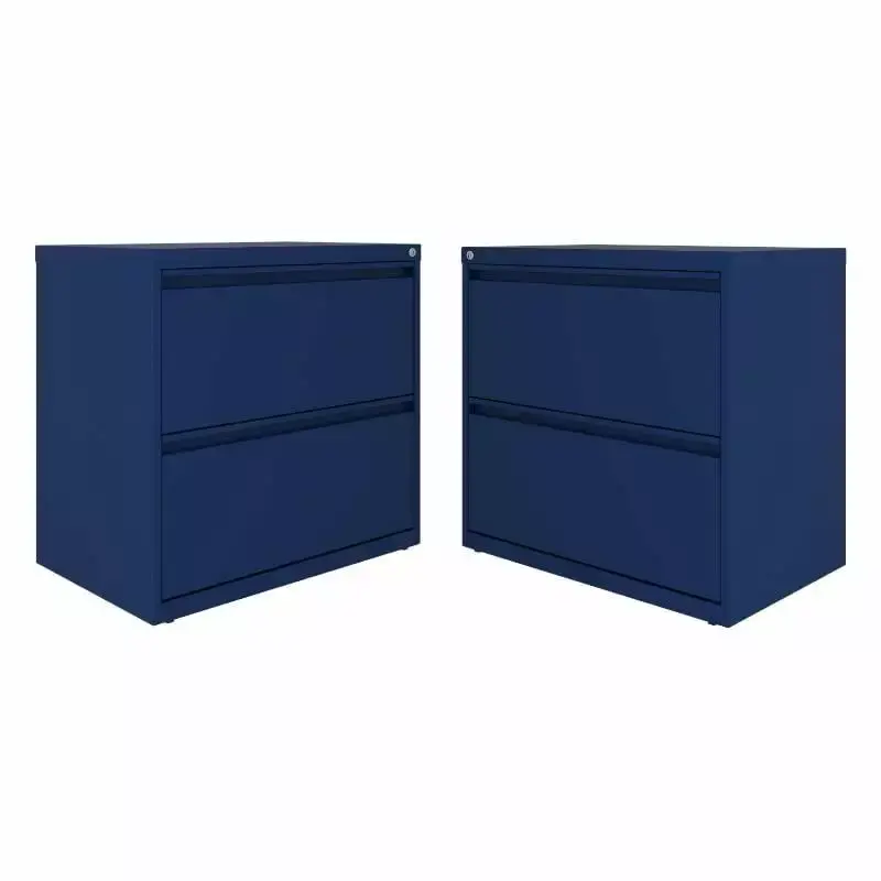 Home Square 2 Drawer Metal Lateral File Cabinet Set Navy Set 2
