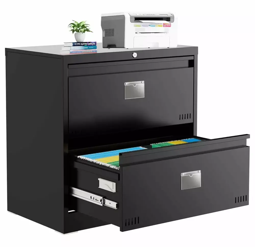 Jadona Lateral File Cabinet Lock 2 Drawer Large Metal Filing Cabinet Home Office
