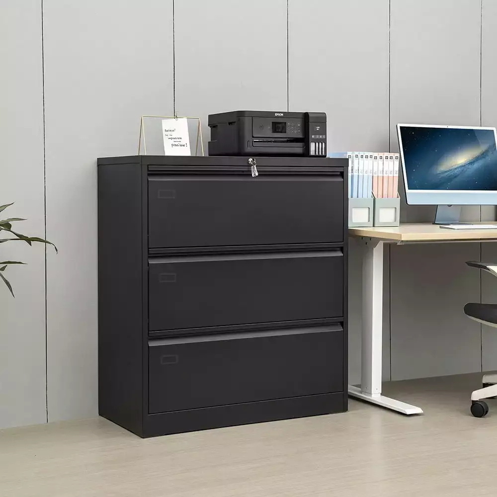 JOLLY JAUNTS 3 Drawer Lateral File Cabinet Secure Metal Steel Filing Cabinet Lock