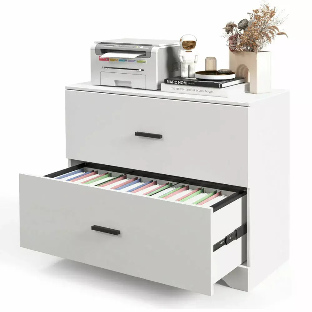 Kadyn 2-Drawer Lateral File Cabinet Adjustable Bars Home and Office White