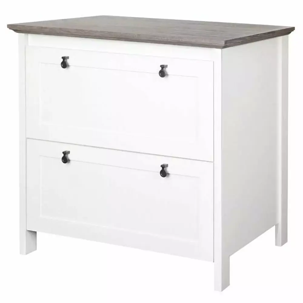 Finley White 2-drawer Lateral Filing Cabinet KD Etagere
