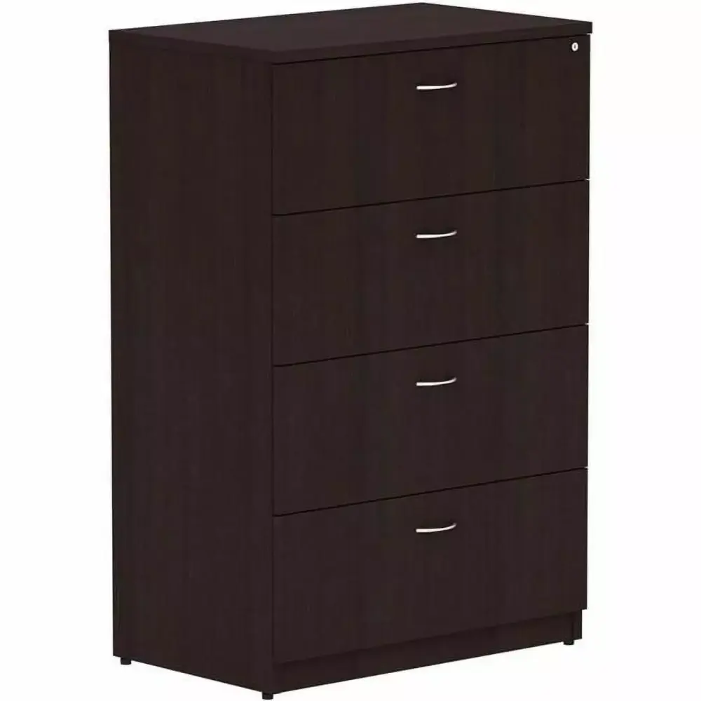 Lorell LLR18274 4 Drawer Locking Lateral File Cabinet Espresso Finish