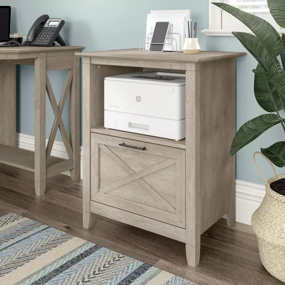 Maykoosh Modern Muse Lateral File Cabinet Shelf Washed Gray