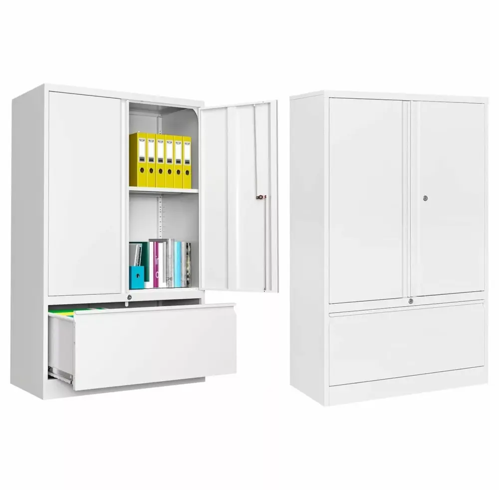 White Lateral File Cabinet Lock Home Office - Hanging Files Letter Legal A4 Size OHHA