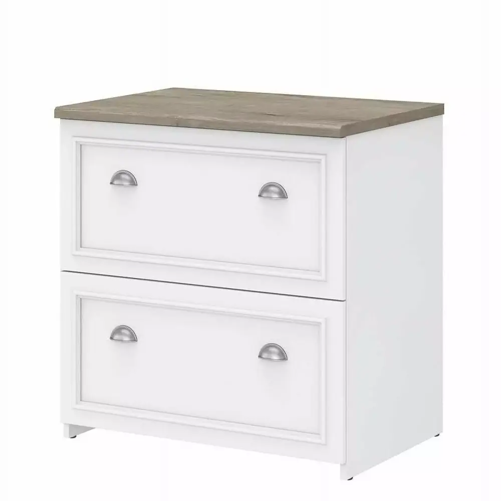Pemberly Row 2 Drawer Lateral File Cabinet White Gray Engineered Wood Office Organizer