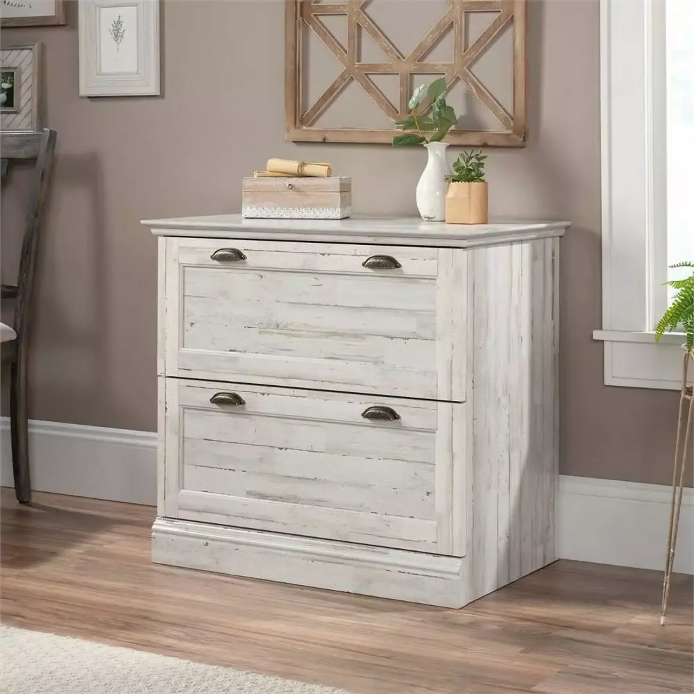 Pemberly Row Mid-Century Engineered Wood Lateral File Cabinet White Plank