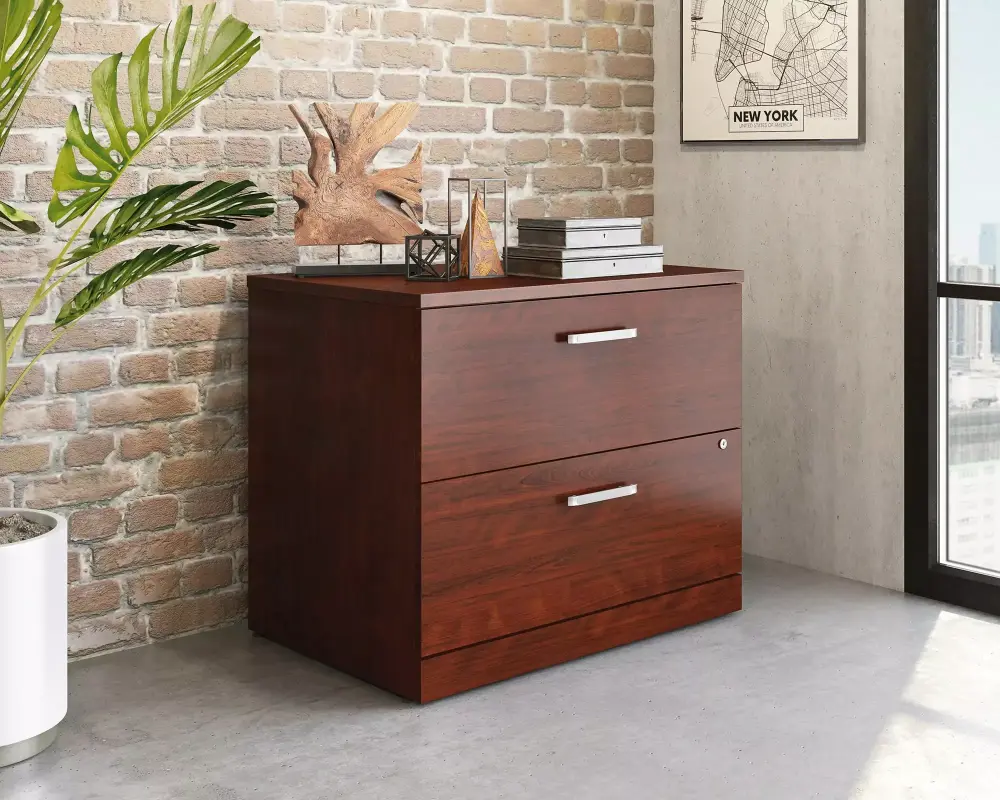 Sauder Affirm Engineered Wood Lateral Filing Cabinet Classic Cherry