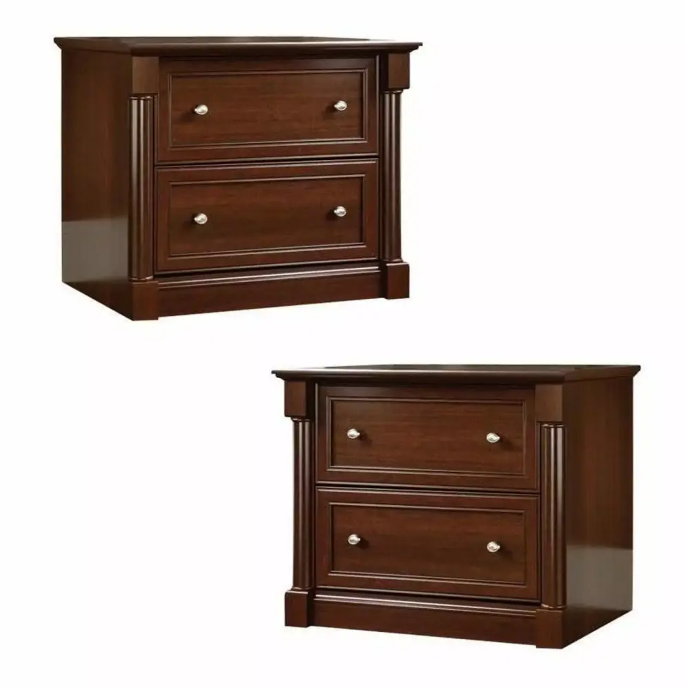 Set 2 Cherry Lateral File Cabinets 4-Drawer Office Storage Sauder