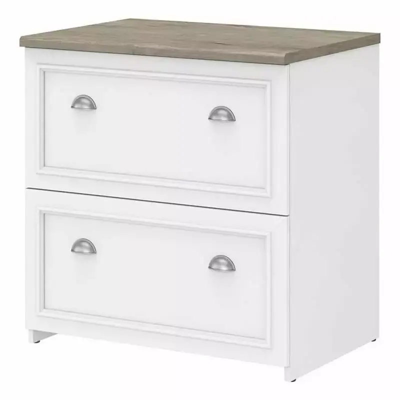 UrbanPro 2 Drawer Lateral File Cabinet White and Gray Engineered Wood Office Storage