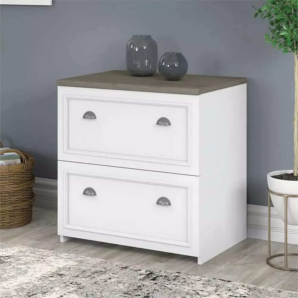 UrbanPro 2 Drawer Lateral File Cabinet White and Gray Engineered Wood Office Storage