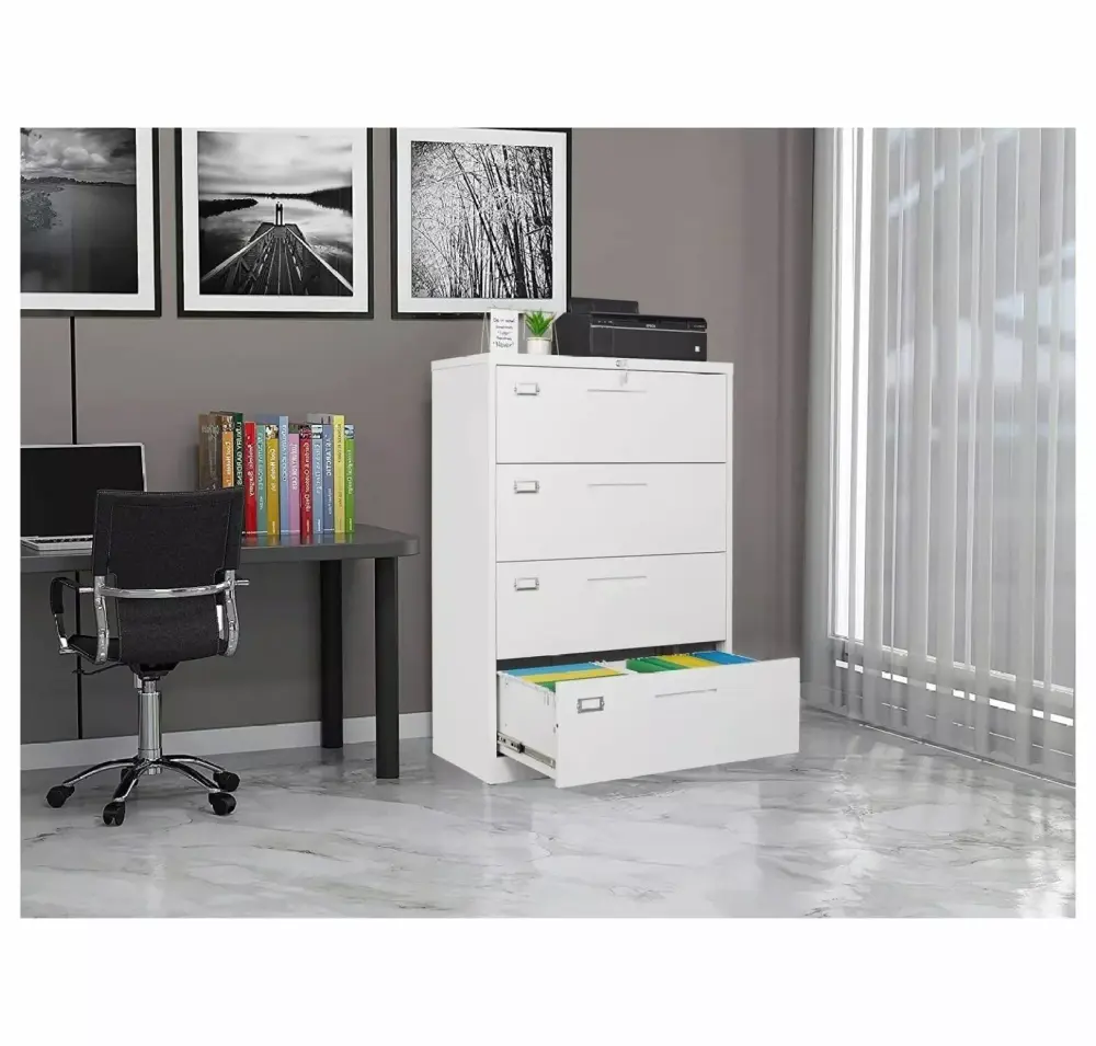 Wangc123 Metal 4 Drawer Lateral File Cabinet Lock Home Office Filing Storage