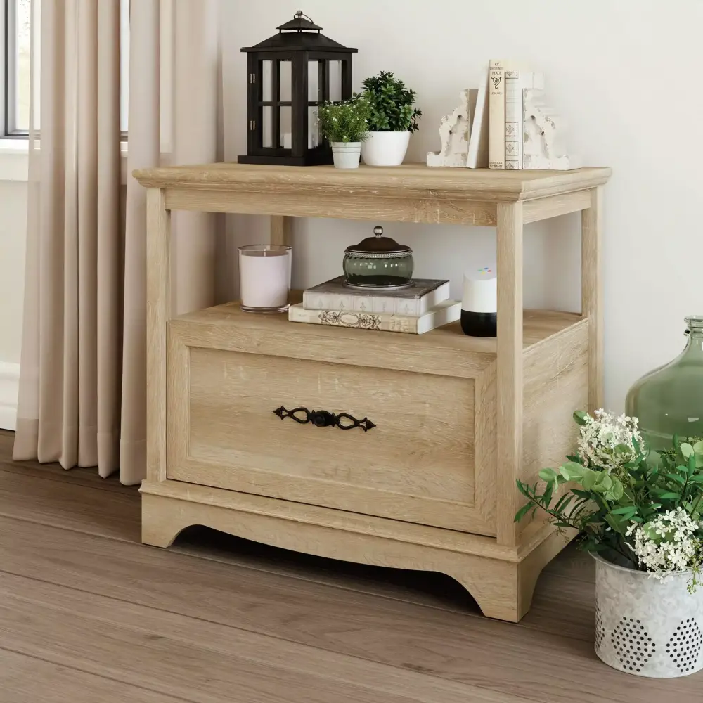 Adaline Cafe Full-Extension Lateral File Cabinet Orchard Oak Finish Office Storage Woven Paths