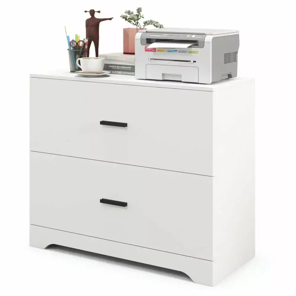YYAo 2-Drawer Lateral File Cabinet Adjustable Bars Home and Office White