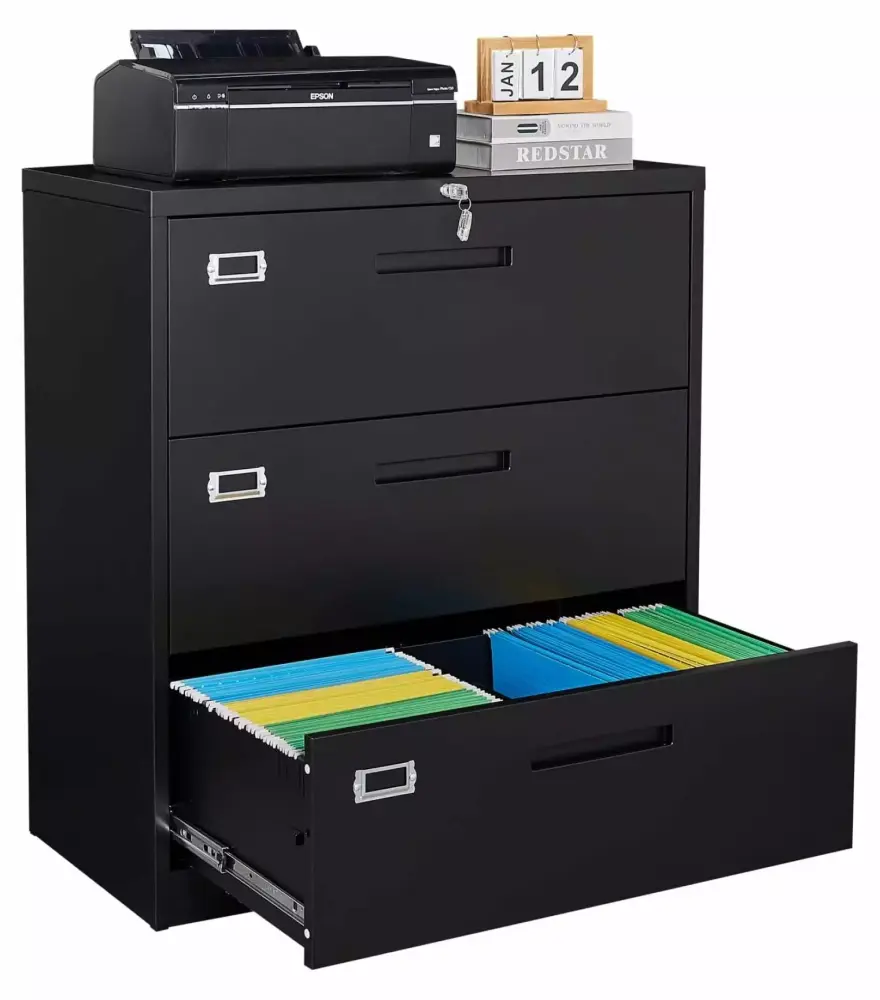 ZHANGHU 3 Drawer Lateral File Cabinet Lock Metal Filing Cabinet Office
