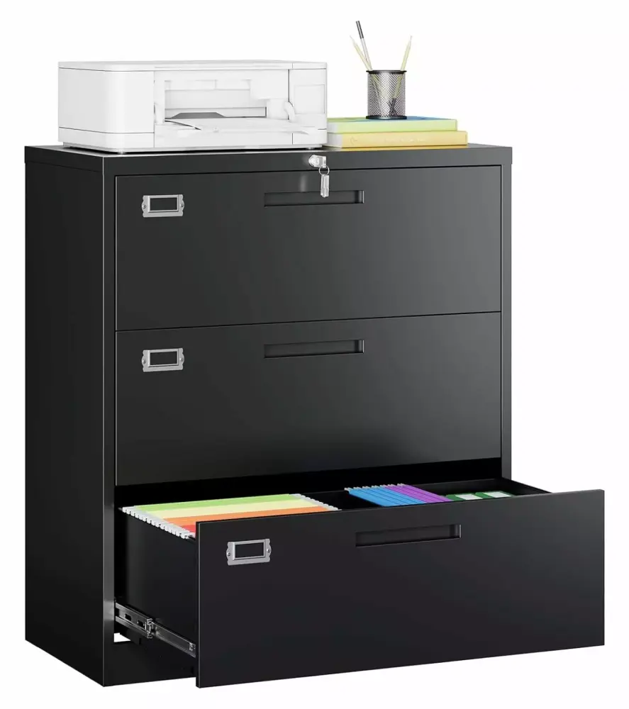 ZHANGHU Lateral File Cabinet Lock 3 Drawer Metal Storage Cabinet Hanging Files