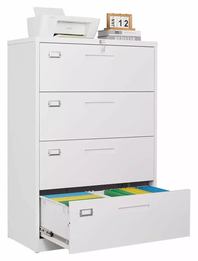 ZHANGHU Lateral File Cabinet Lock 4 Drawer Storage Filing Cabinet Anti-tilt Mechanism Home Office