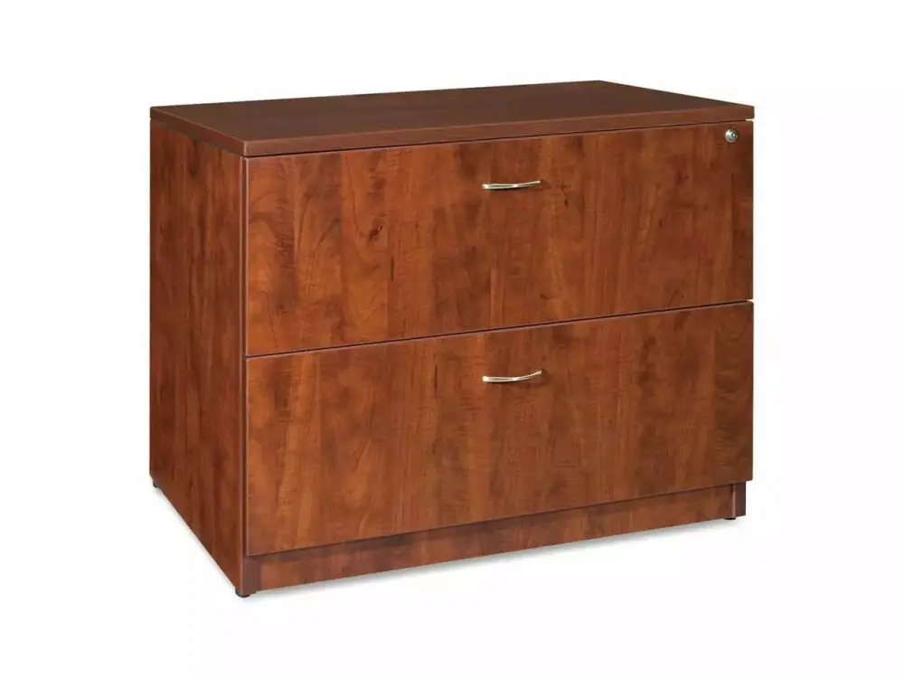 Lorell Anti-Tip Cherry Lateral File Cabinet 35x22x29.5 Inches