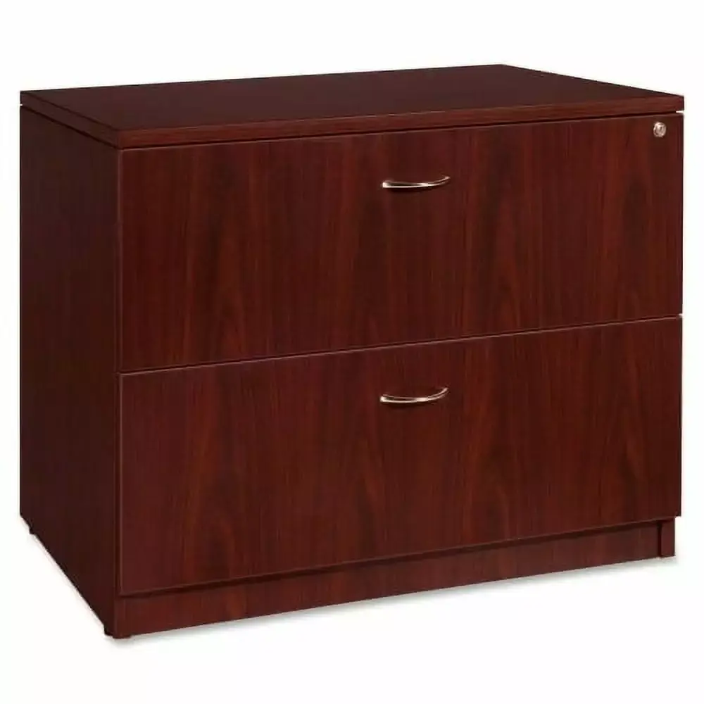 Lorell Essentials 2-Drawer Mahogany Laminate Lateral File Cabinet