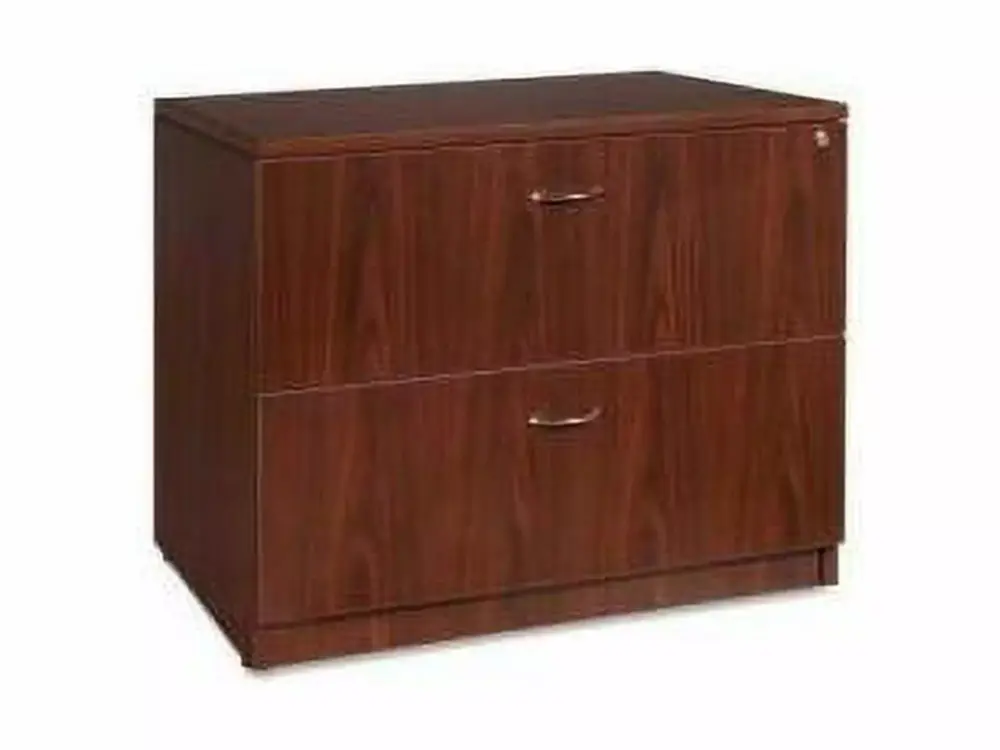 Lorell Essentials 2-Drawer Mahogany Laminate Lateral File Cabinet