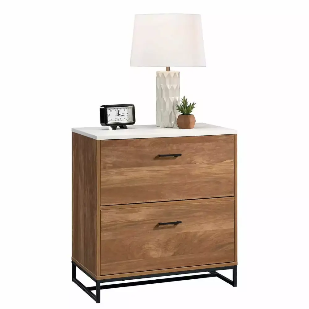 Pemberly Row Engineered Wood Lateral File Cabinet Sindoori Mango Brown Finish