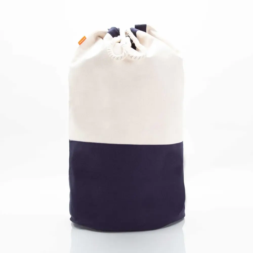 MONOGRAM CANVAS DRAWSTRING NAVY LAUNDRY DUFFLE