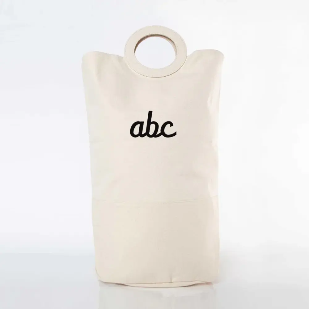 MONOGRAM CANVAS IVORY HANDLE LAUNDRY HAMPER