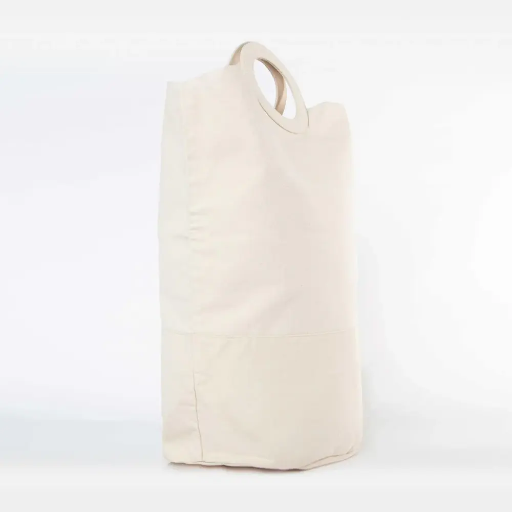 MONOGRAM CANVAS IVORY HANDLE LAUNDRY HAMPER