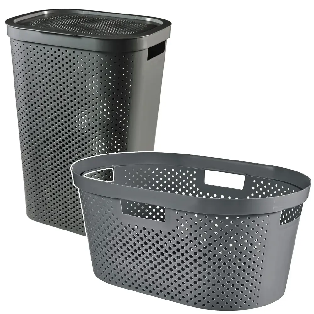 Curver Infinity Recycled mangle / laundry basket, Capacity 40L, Onyx Grey, 100% recycled, 245675 + Curver Infinity Recycle...