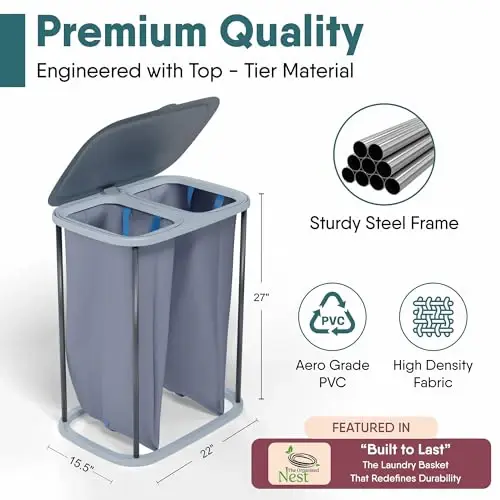 Dual Section 90l Laundry Basket Lid