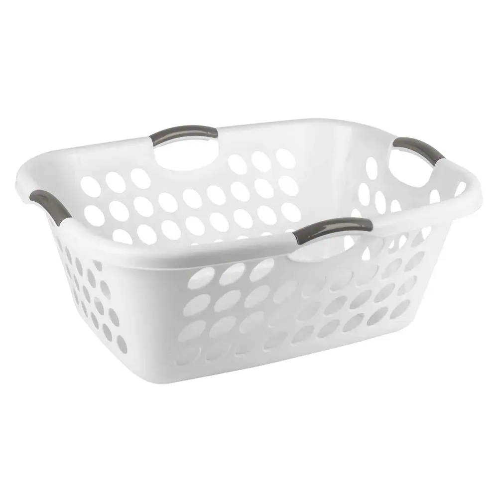 White Plastic Rectangular Laundry Basket, 52 L