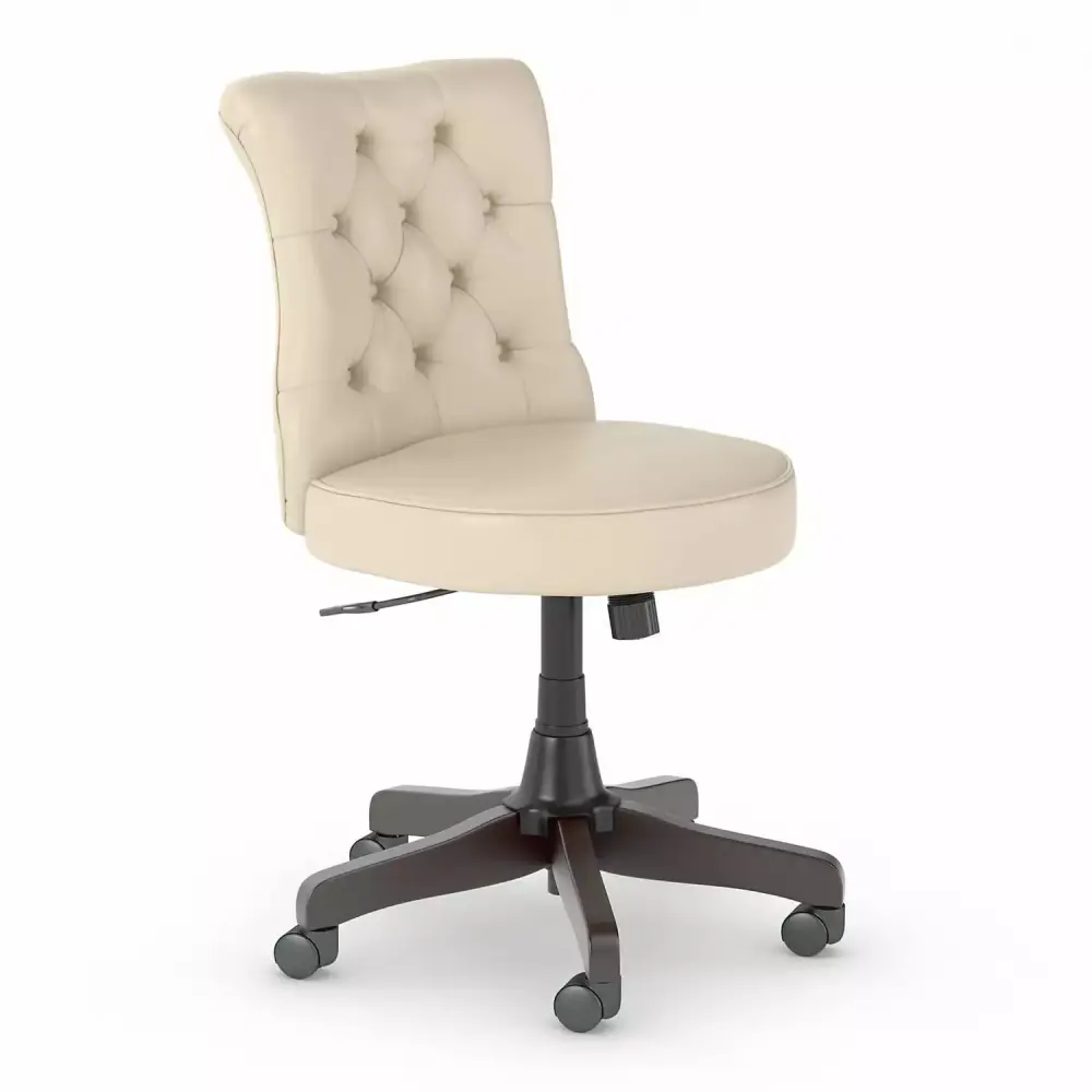 Arden Lane Mid Back Tufted Office Chair Cream Bonded Leather Executive Chair BBF