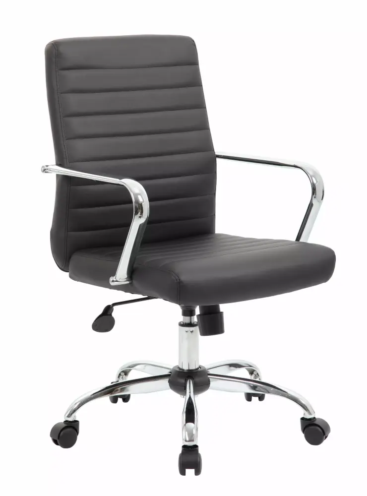 Boss Office Drummond Faux Leather Swivel Office Chair Black Boss Office Products