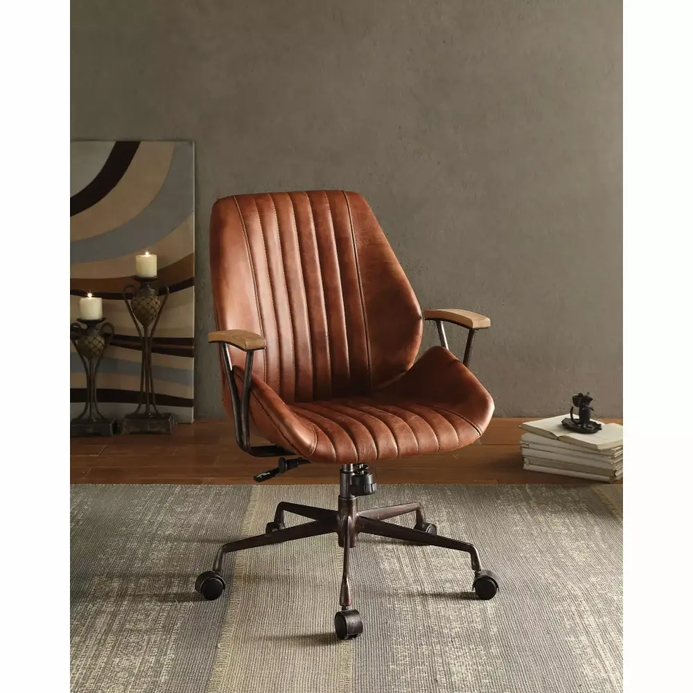 Ergode Executive Office Chair Cocoa Top Grain Leather High Back Ergonomic Desk Chair