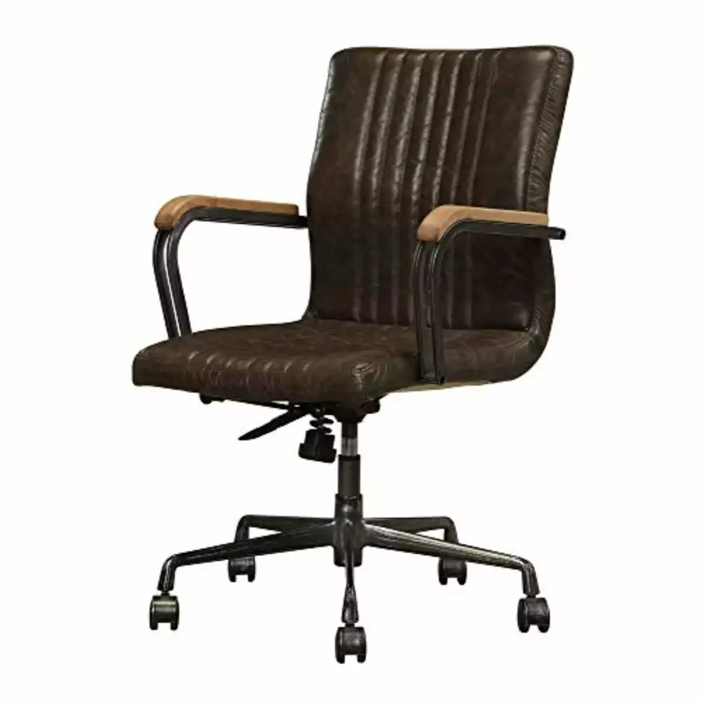 Ergode Executive Office Chair Distress Chocolate Top Grain Leather Ergonomic Desk Chair