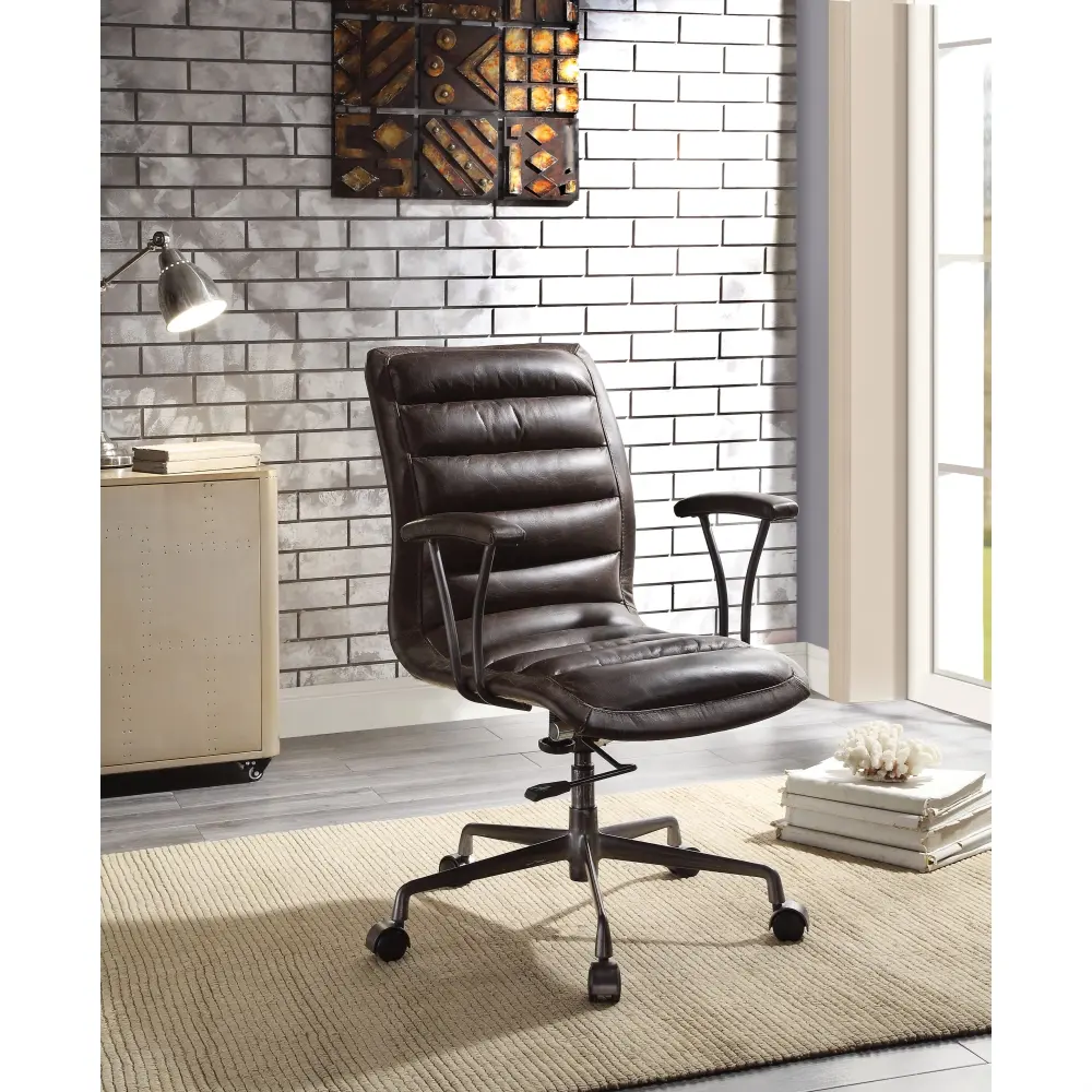 Ergode Executive Office Chair Distress Chocolate Top Grain Leather Ergonomic Desk Chair